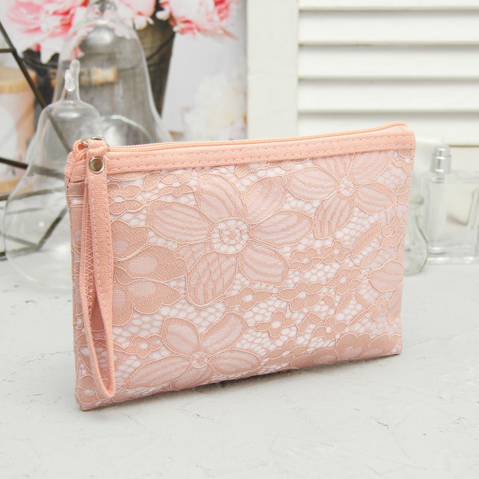 Набор косметичек 2 в 1 «Кружева» , отдел на молнии, цвет розовый