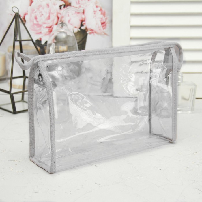 Набор косметичек 2 в 1 «Кружева» , отдел на молнии, цвет серый