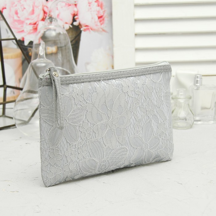 Набор косметичек 2 в 1 «Кружева» , отдел на молнии, цвет серый