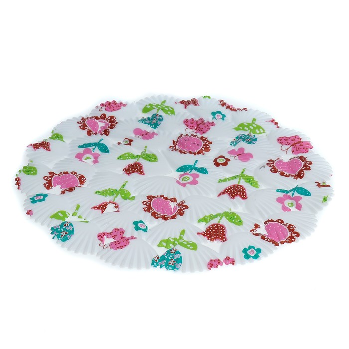 Коврик в раковину "Розовые цветы" 29х29 см, ракушка