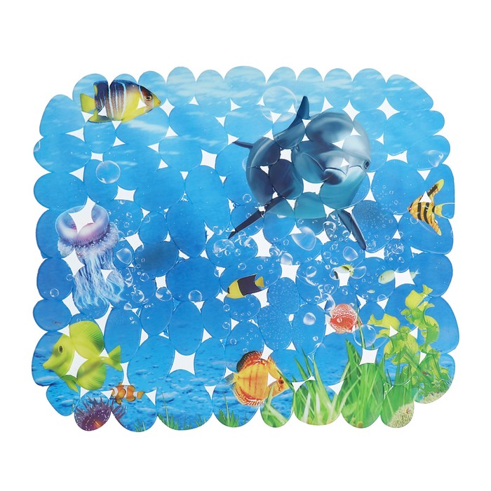 Коврик в раковину &quot;Морские жители&quot; 29,5х24,5 см, прямоугольный