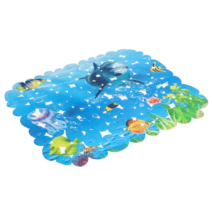 Коврик в раковину "Морские жители" 29,5х24,5 см, прямоугольный