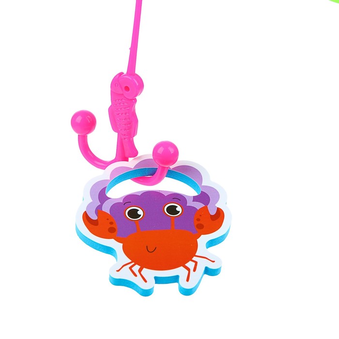 Набор игрушек для ванны «Морские жители»: наклейки из EVA, 3 шт. + удочка