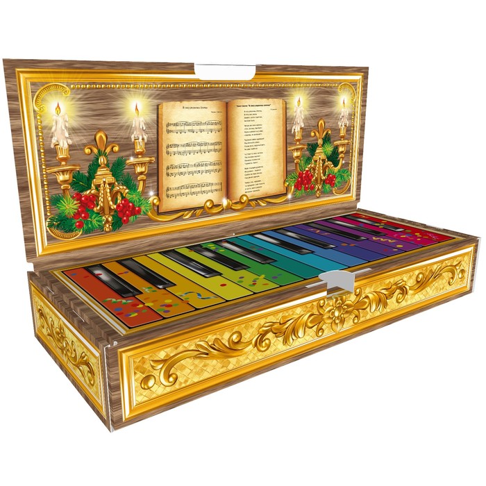 Подарочная коробка "Пианино с цветными клавишами", 40 х 16 x 6,2 см