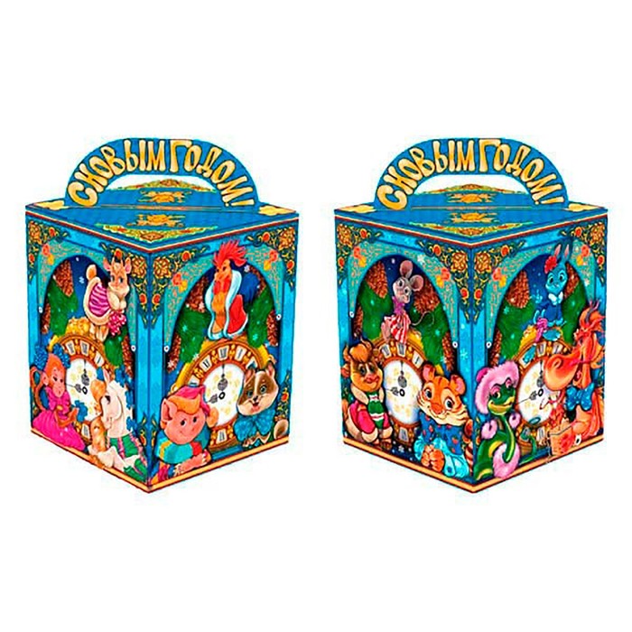 Подарочная коробка"Кубик-часы "Синий", 11,5 х 11,5 х 16 см