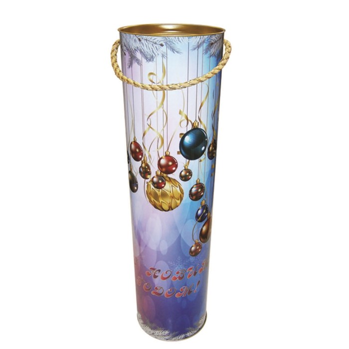 Подарочная коробка, тубус "Елочные шары" 9.2х34.5 см