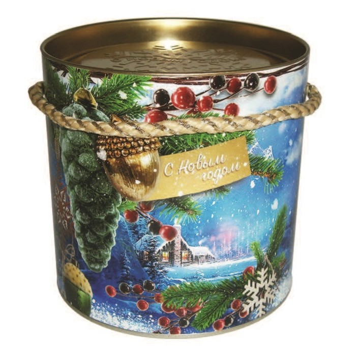 Подарочная коробка, тубус "Зимние шишки" 12х12 см