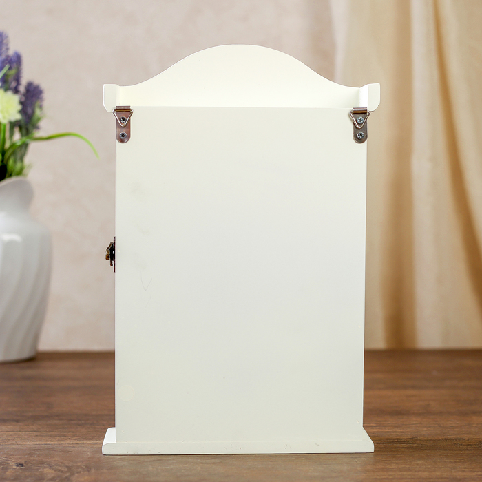 Ключница дерево 6 крючков "Ключики, цветы и бабочки" 30х18х5,5 см