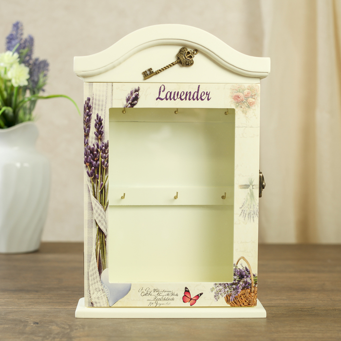 Ключница дерево 6 крючков "Лаванда" 30х18х5,5 см