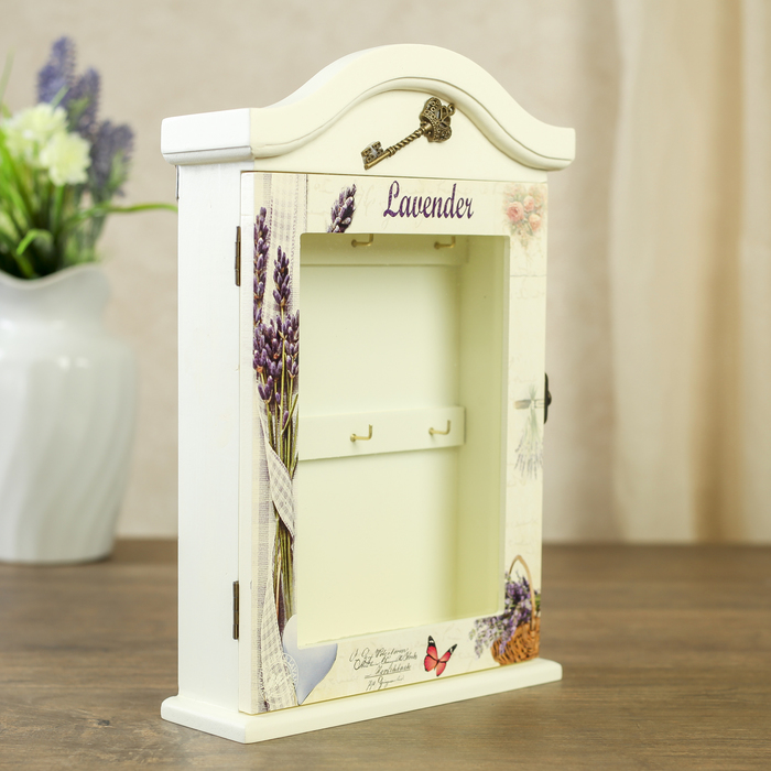 Ключница дерево 6 крючков "Лаванда" 30х18х5,5 см