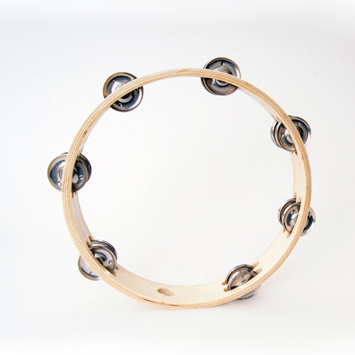 Тамбурин DADI HLT-102 круглый без кожи 10" деревянный, 2 ряда бубенцов