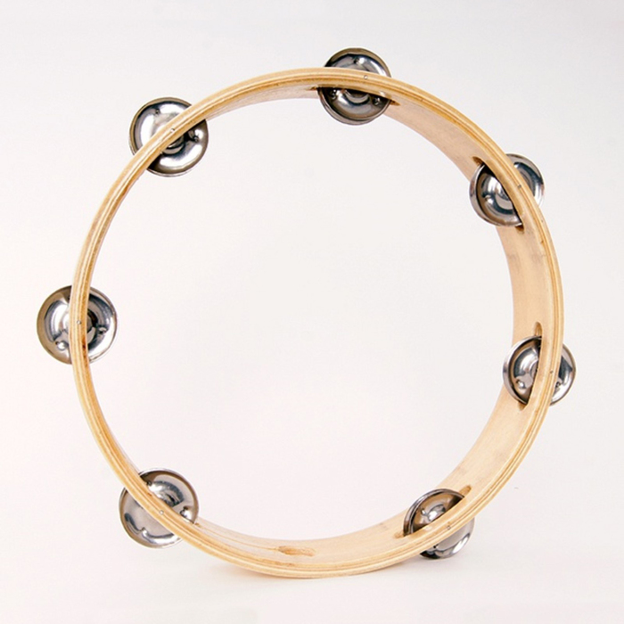 Тамбурин DADI HLT-101 круглый без кожи 10" деревянный, 1 ряд бубенцов