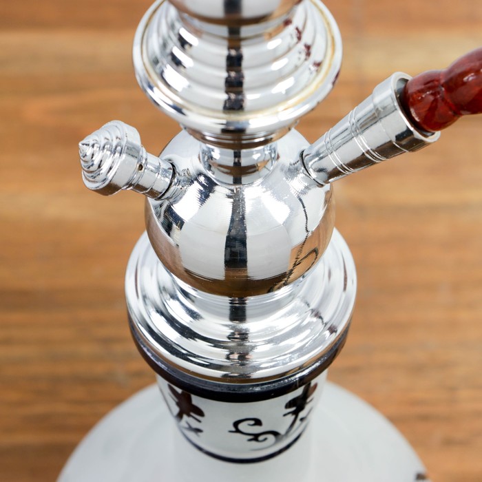 Кальян 74см 1тр колба шар «Пальма» матовая с чёрным, шахта хромированная