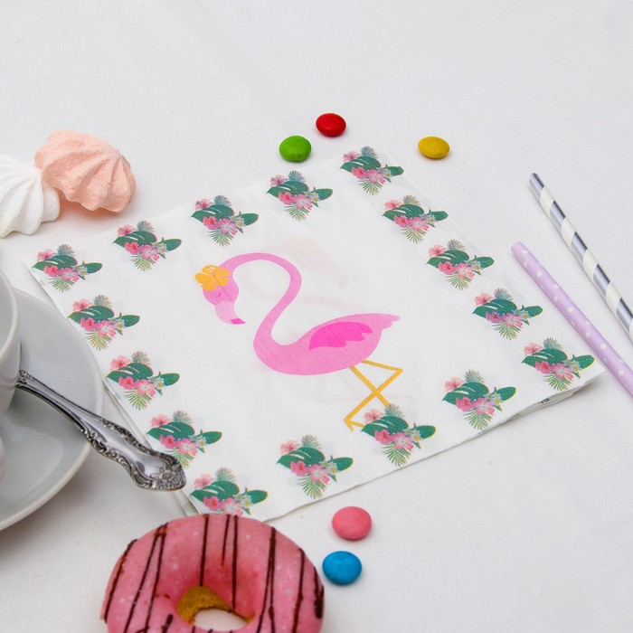 Салфетки бумажные "Розовый фламинго" (набор 20 шт) 33*33 см