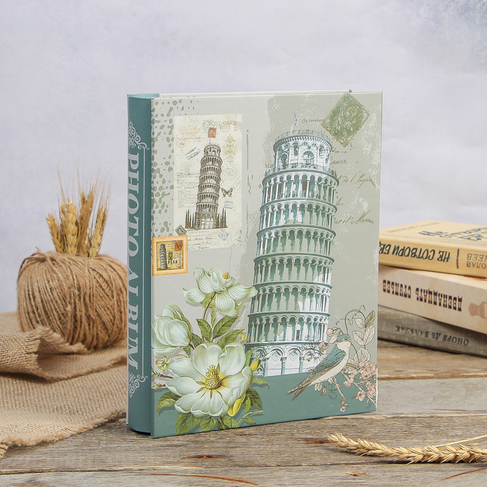 Фотоальбом магнитный 20 листов "Башня и цветы" в коробке МИКС 26,5х20,5х5,5 см