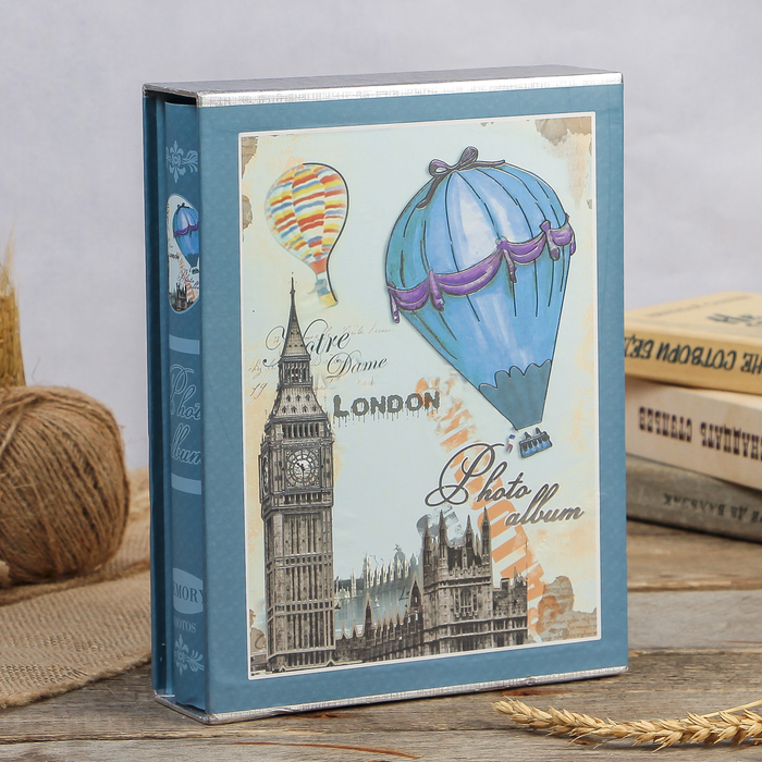 Фотоальбом магнитный 20 листов "Башня и воздушный шар" в коробке МИКС 26,5х20,5х5,5 см