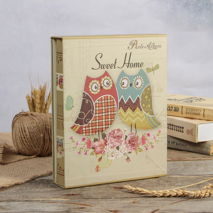 Фотоальбом магнитный 20 листов "Совушки из заплаток" в коробке МИКС 27х20,5х5,5 см