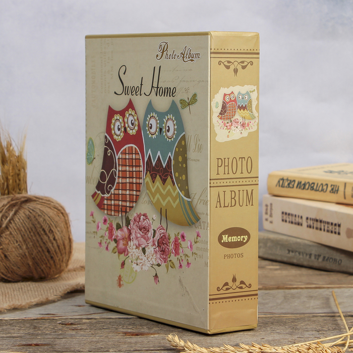 Фотоальбом магнитный 20 листов "Совушки из заплаток" в коробке МИКС 27х20,5х5,5 см