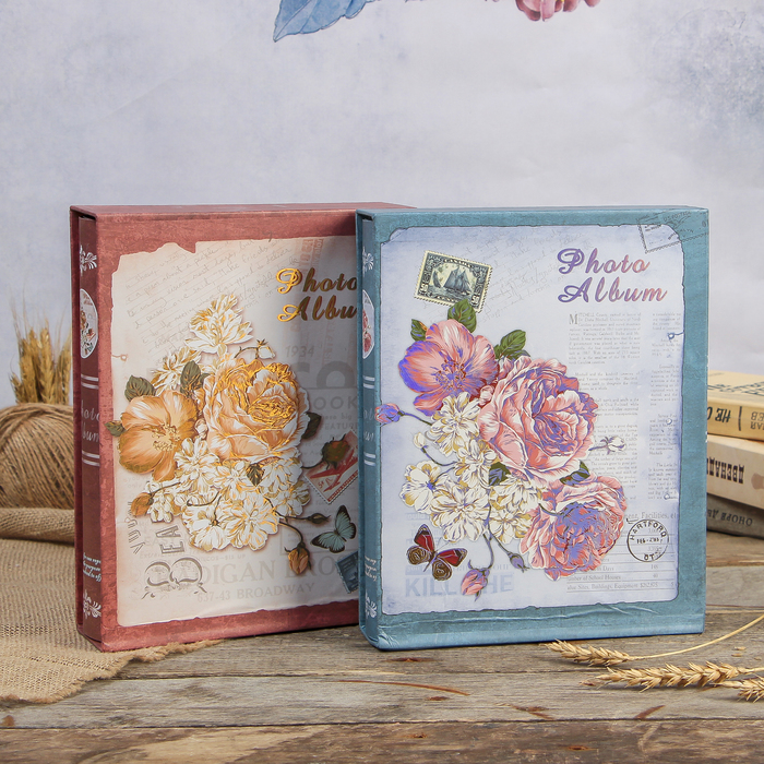 Фотоальбом магнитный 20 листов "Королевские пионы" в коробке МИКС 26,5х20,5х5,5 см