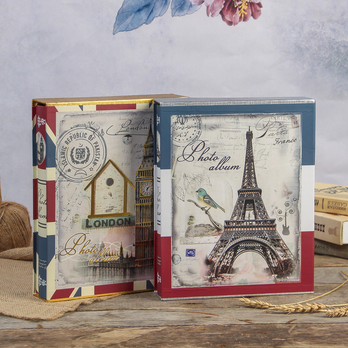 Фотоальбом магнитный 20 листов "Башня" с серебром, в коробке МИКС 29,3х23,5х5,7 см