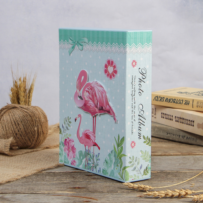 Фотоальбом магнитный 20 листов "Фламинго в цветах" в коробке МИКС 26х20,5х5 см