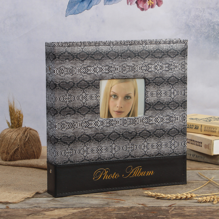 Фотоальбом магнитный 20 листов "Змеиная кожа" кожзам в коробке 33,5х32х5,5 см