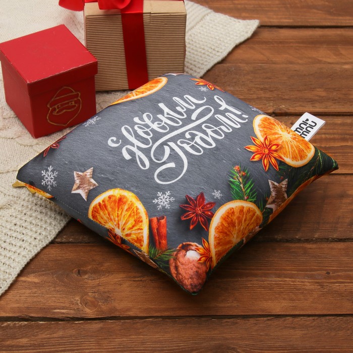 Мягкая подушка-антистресс "С Новым годом" апельсины