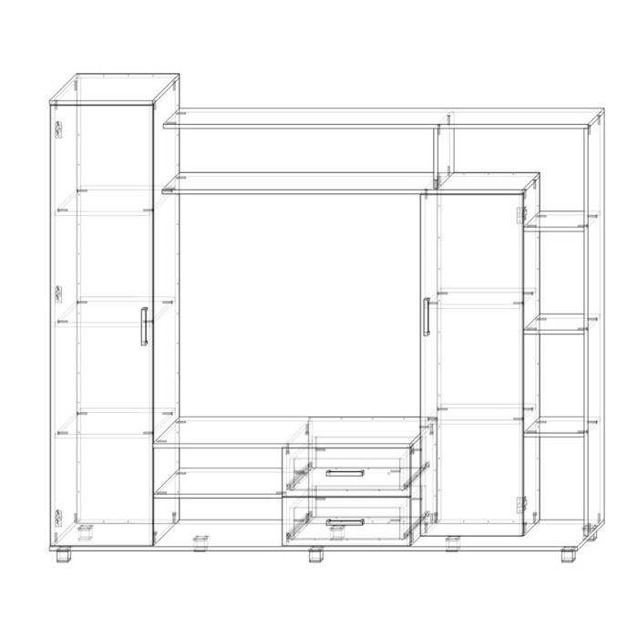 Гостиная Прага, 1800х2050х420, Венге/Дуб млечный