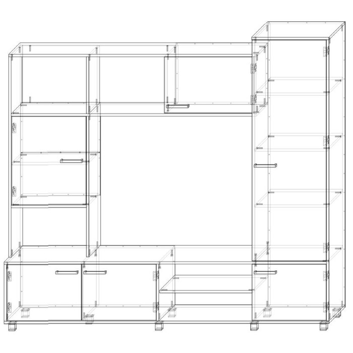 Гостиная Европа, 1900х2100х420, Венге/Дуб млечный