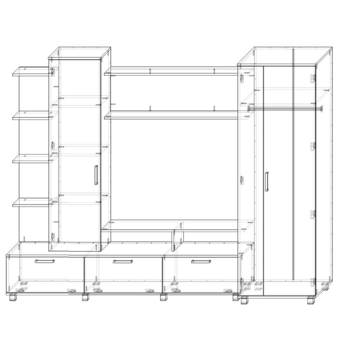 Гостиная Верона, 1850х2400х520, Венге/Дуб млечный
