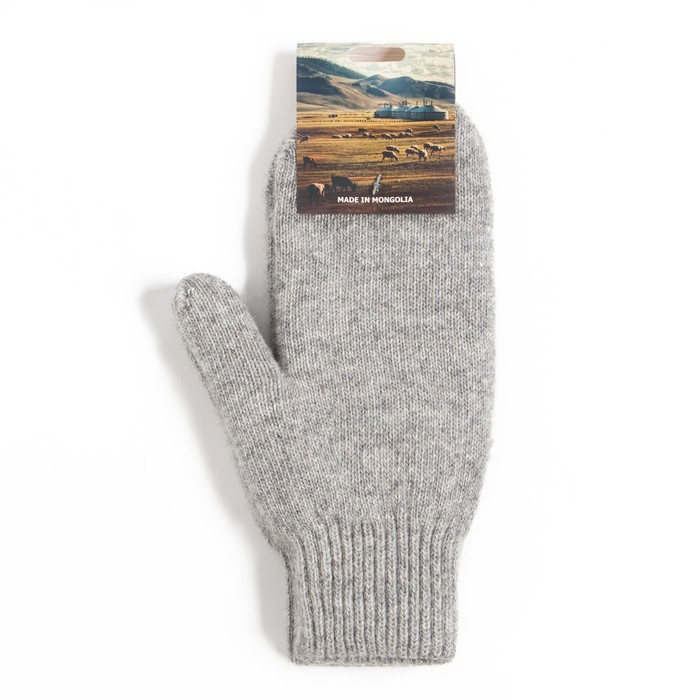 Варежки мужские из шерсти "Як" 04112 цвет серый, р-р 20-24