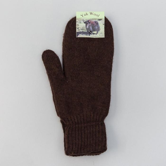 Варежки мужские из шерсти "Як" 04113 цвет шоколадный, р-р 20-24