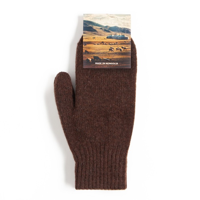 Варежки мужские из шерсти "Як" 04113 цвет шоколадный, р-р 20-24