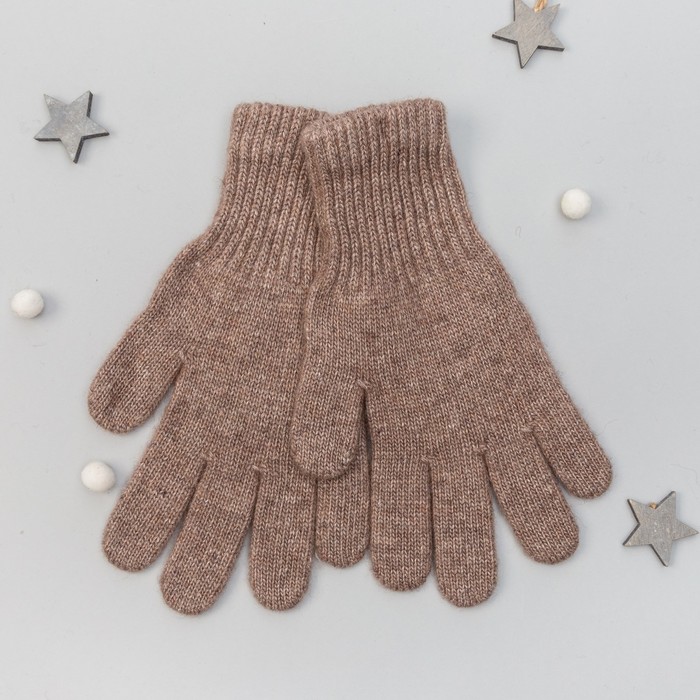 Перчатки женские из шерсти "Як" 04124 цвет коричневый, р-р 17-19