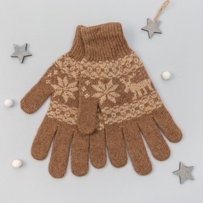 Перчатки женские из шерсти "Верблюд" 04125 цвет рыжий, р-р 17-19