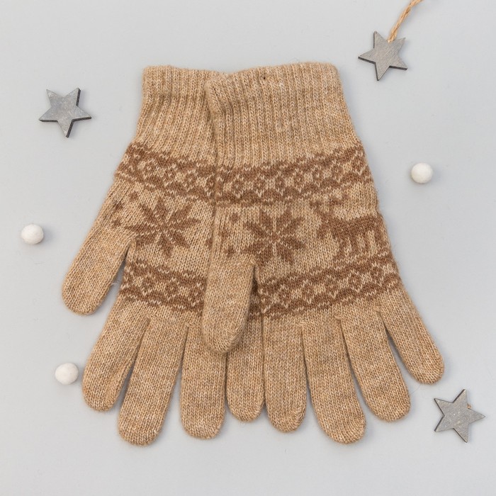 Перчатки женские из шерсти "Верблюд" 04126 цвет бежевый, р-р 17-19