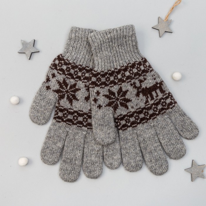 Перчатки женские из шерсти "Як" 04127 цвет серый, р-р 17-19