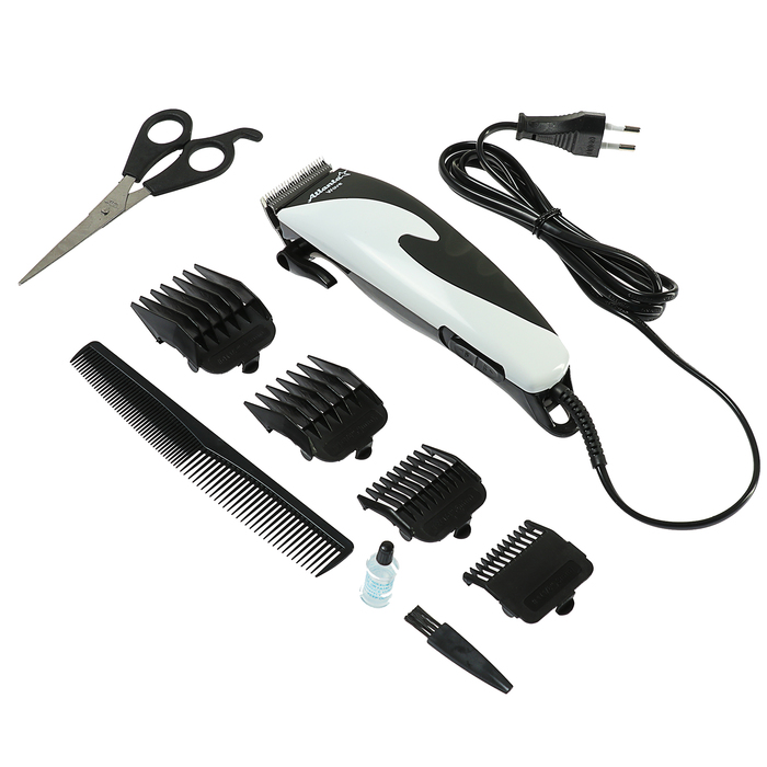 Машинка для стрижки Atlanta ATH-6887, 9 Вт, 4 насадки, бело-черная