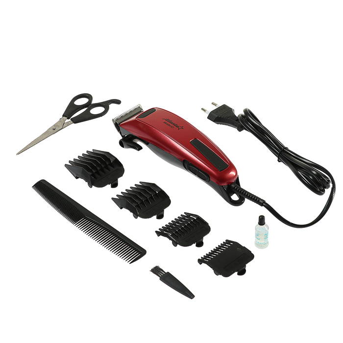 Машинка для стрижки Atlanta ATH-6892, 10 Вт, 4 насадки, красная