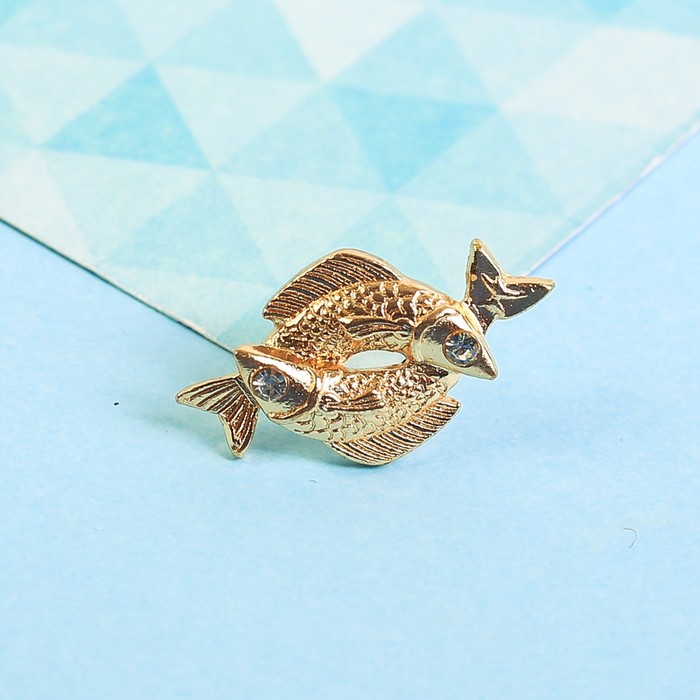 Брошь металлическая гороскоп "Рыбы"