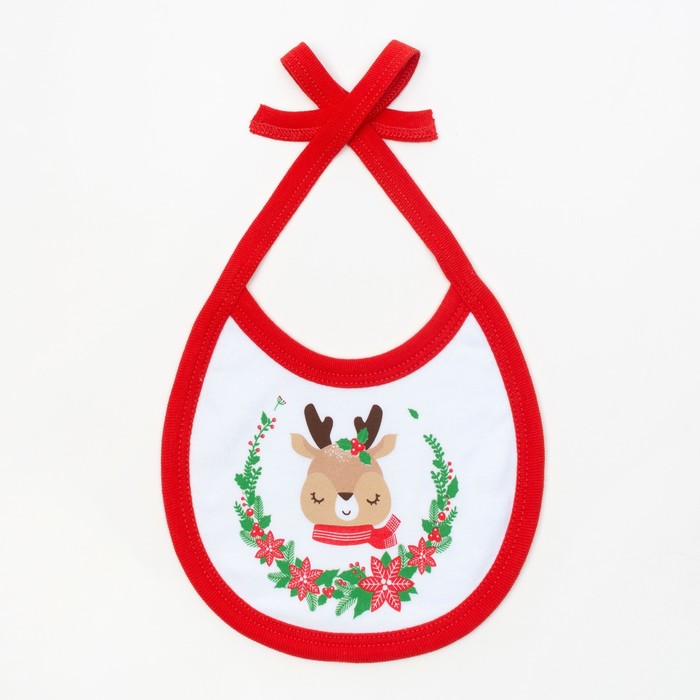 Слюнявчик Крошка Я "Новогодний Олененок", 100% хл., интерлок