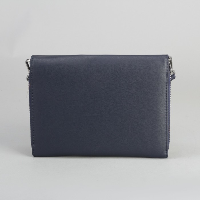 Клатч-кошелёк, 2 отдела, для карт, на молнии, длинный ремень, цвет синий