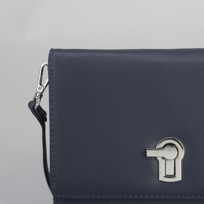 Клатч-кошелёк, 2 отдела, для карт, на молнии, длинный ремень, цвет синий