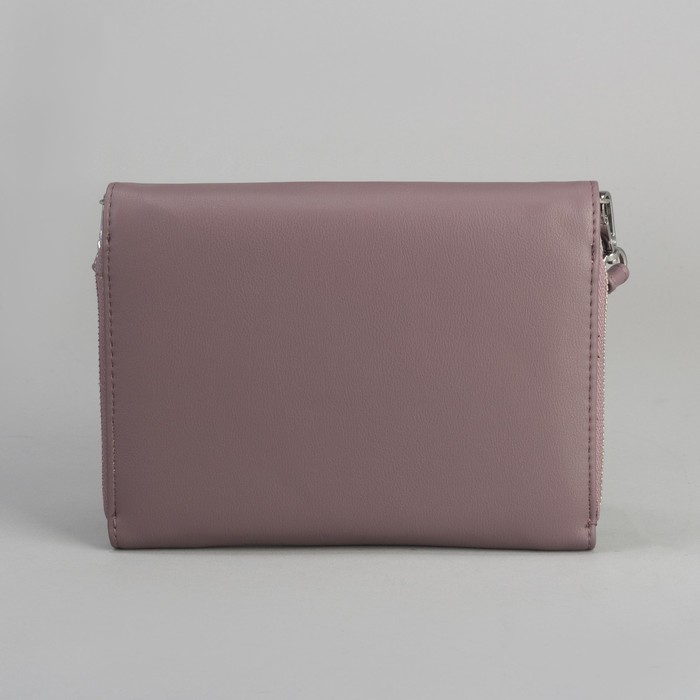 Клатч-кошелёк, 2 отдела, для карт, на молнии, длинный ремень, цвет пудровый