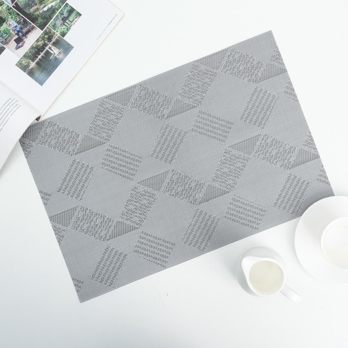 Салфетка кухонная "Ромбы" 46х30 см, цвет серый