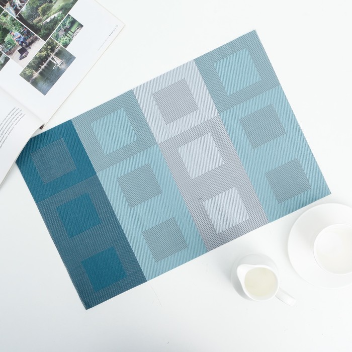 Салфетка кухонная "Окна" 46х30 см, цвет синий