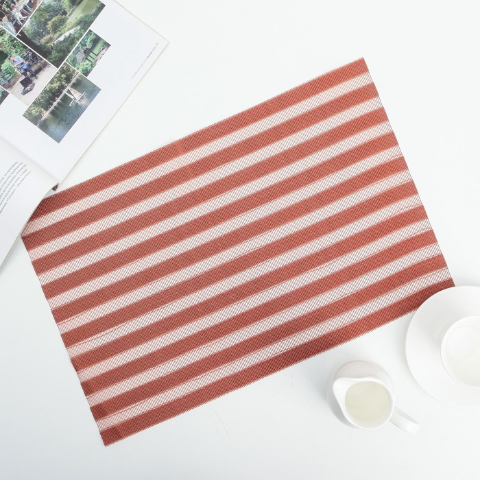 Салфетка кухонная "Полоски горизонт" 46х30 см, цвет коричневый