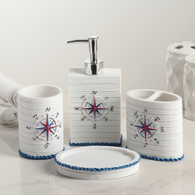 

Набор аксессуаров для ванной комнаты «Боцман», 4 предмета (дозатор 390 мл, мыльница, 2 стакана 330 мл)