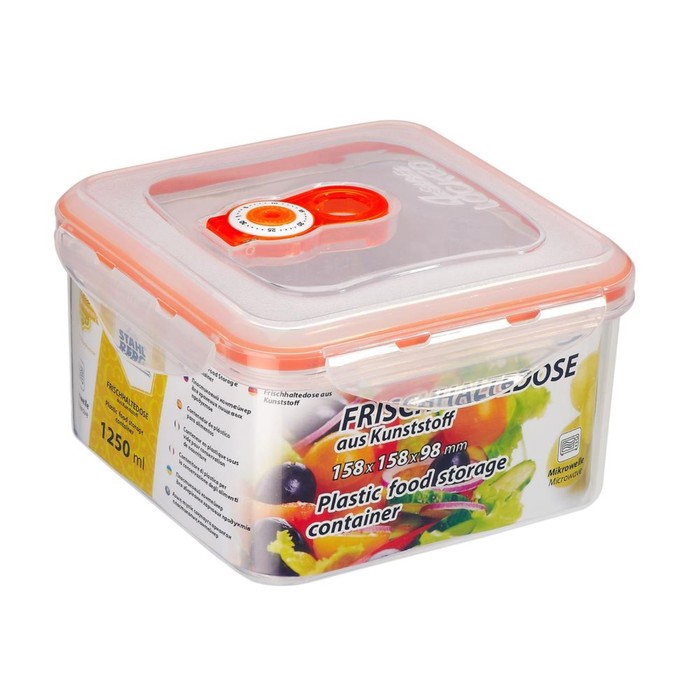 Контейнер для хранения продуктов 1250 мл, вакуумный, оранжевый