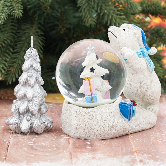 Набор снежный шар и свеча "Мишка с севера"